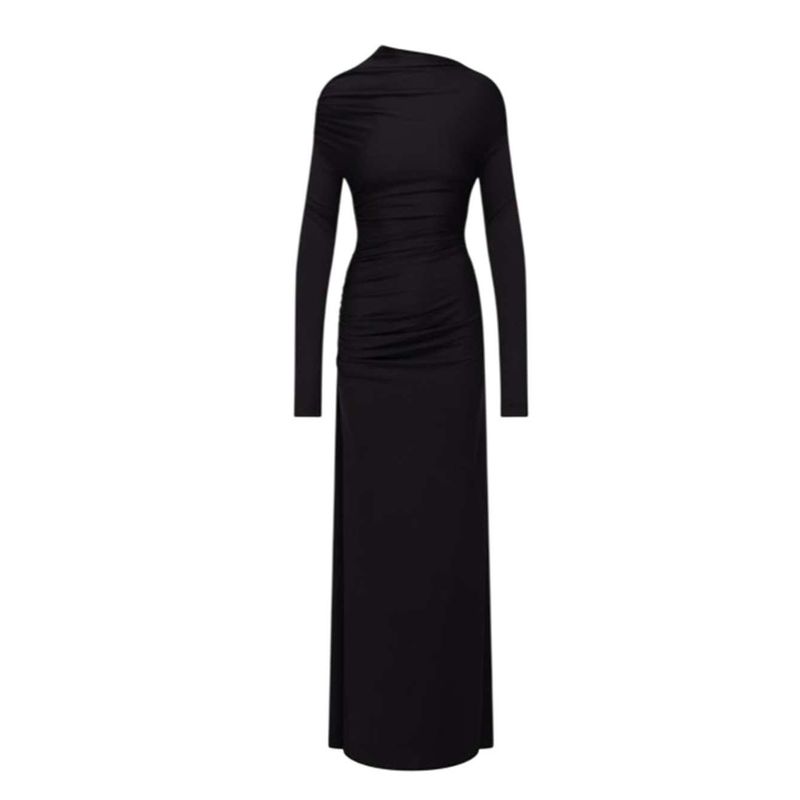 Victoria Beckham Women Black Dress With Draped Shoulders